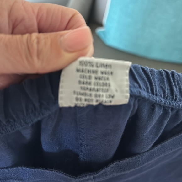 Click by Color Me Cotton 100% Linen Crop Pants Womens L blue pull on Lagenlook - Picture 5 of 9